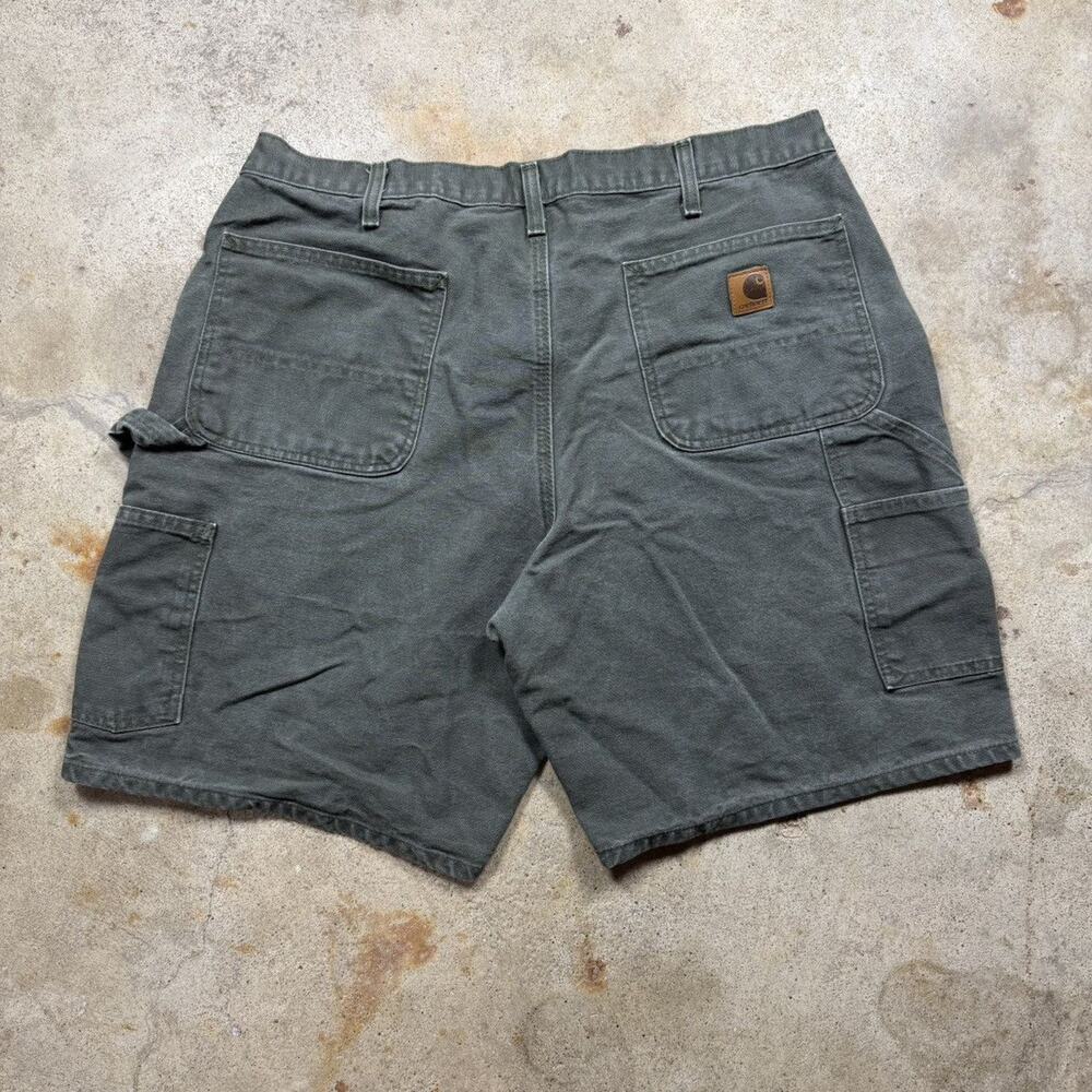 VTG Y2K Olive Green Canvas Carhartt Carpenter Shorts Size 38